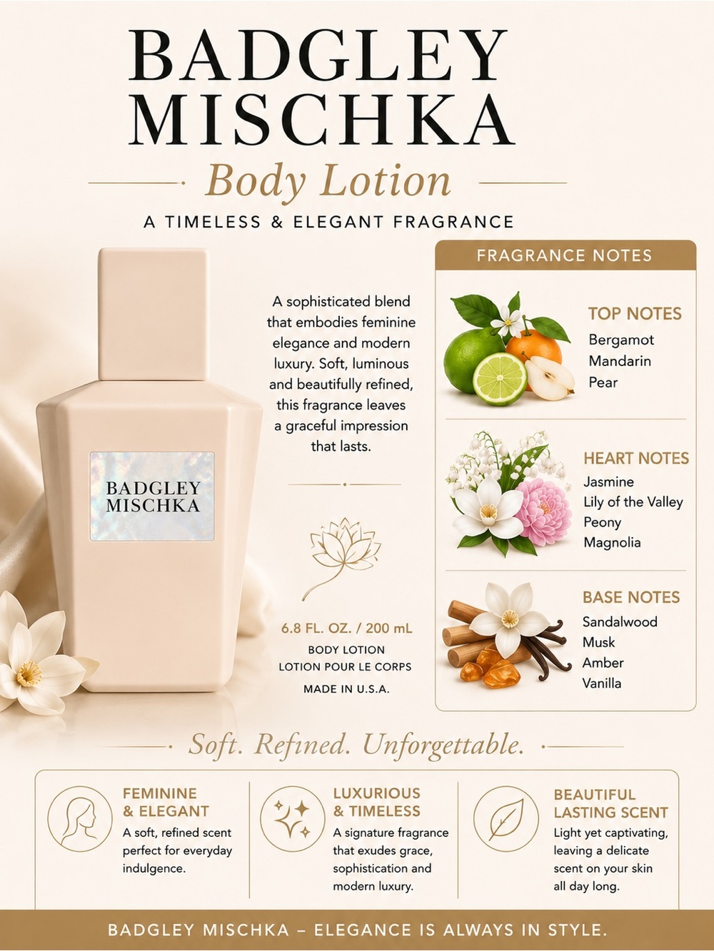 Badgley Mischka Body Lotion 6.8 oz 200ml Fragrance - Picture 4 of 4